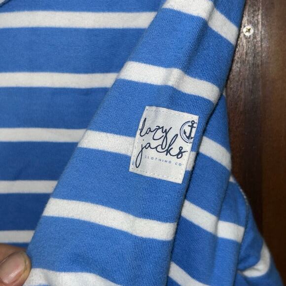 Women’s Lazy Jacks SuperSoft pullover Sweatshirt  blue white striped Size US 10 - Picture 3 of 8